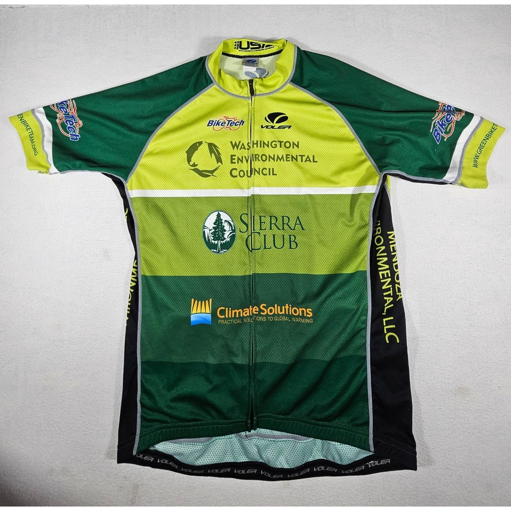 Voler Mens 2XL Cycling Jersey Green Yellow Sierra Club Washington Env Council